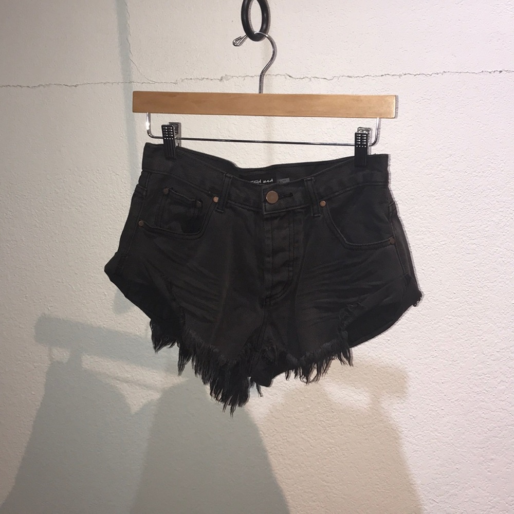 Charcoal gray denim cut offs